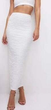 Good American NWT Cloud White Scrunchie Maxi Skirt size 2 XS pull on skirt